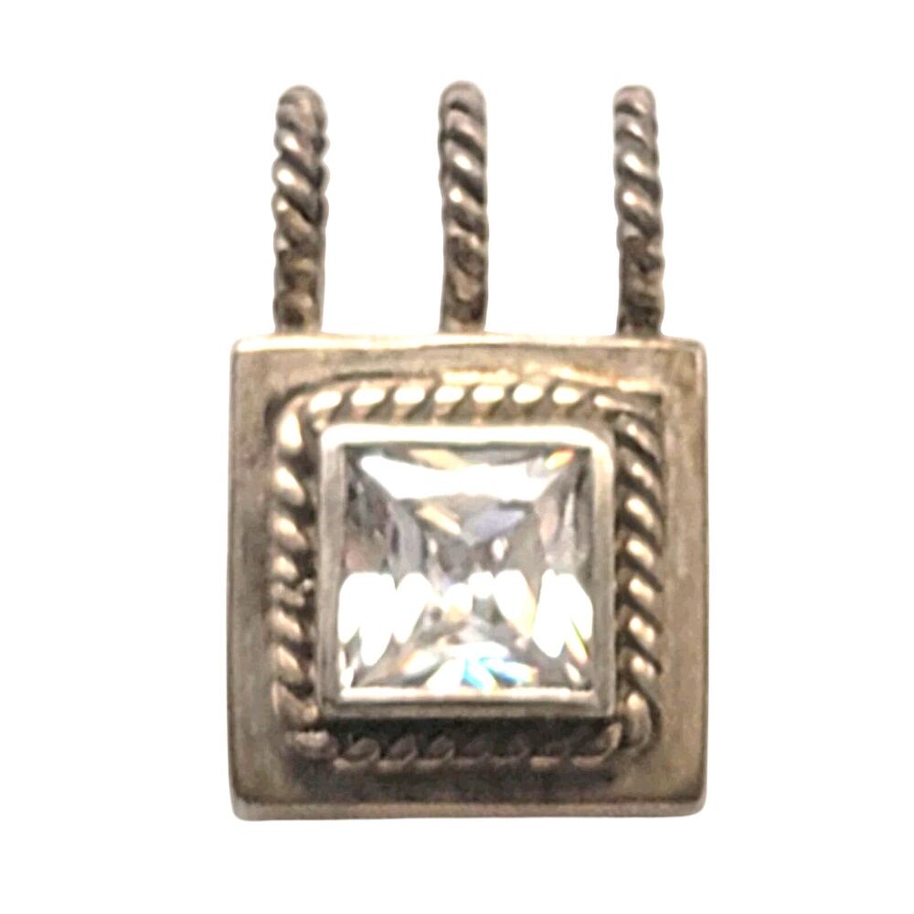 925 Sterling Silver Green Stone Pendant Charm Southwestern Vintage Jewelry
